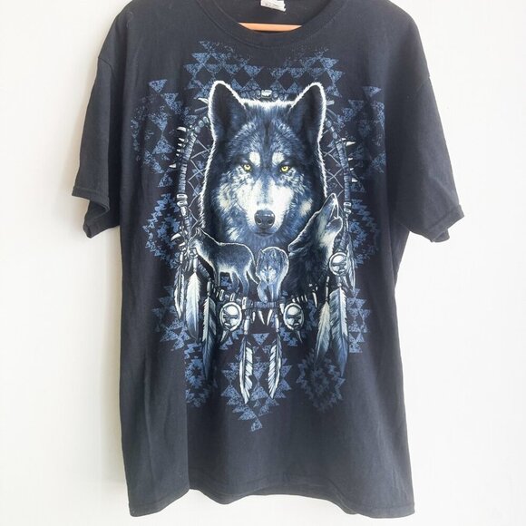 Vintage Wolf Native Dream Catcher Graphic T Shirt L - Picture 3 of 6